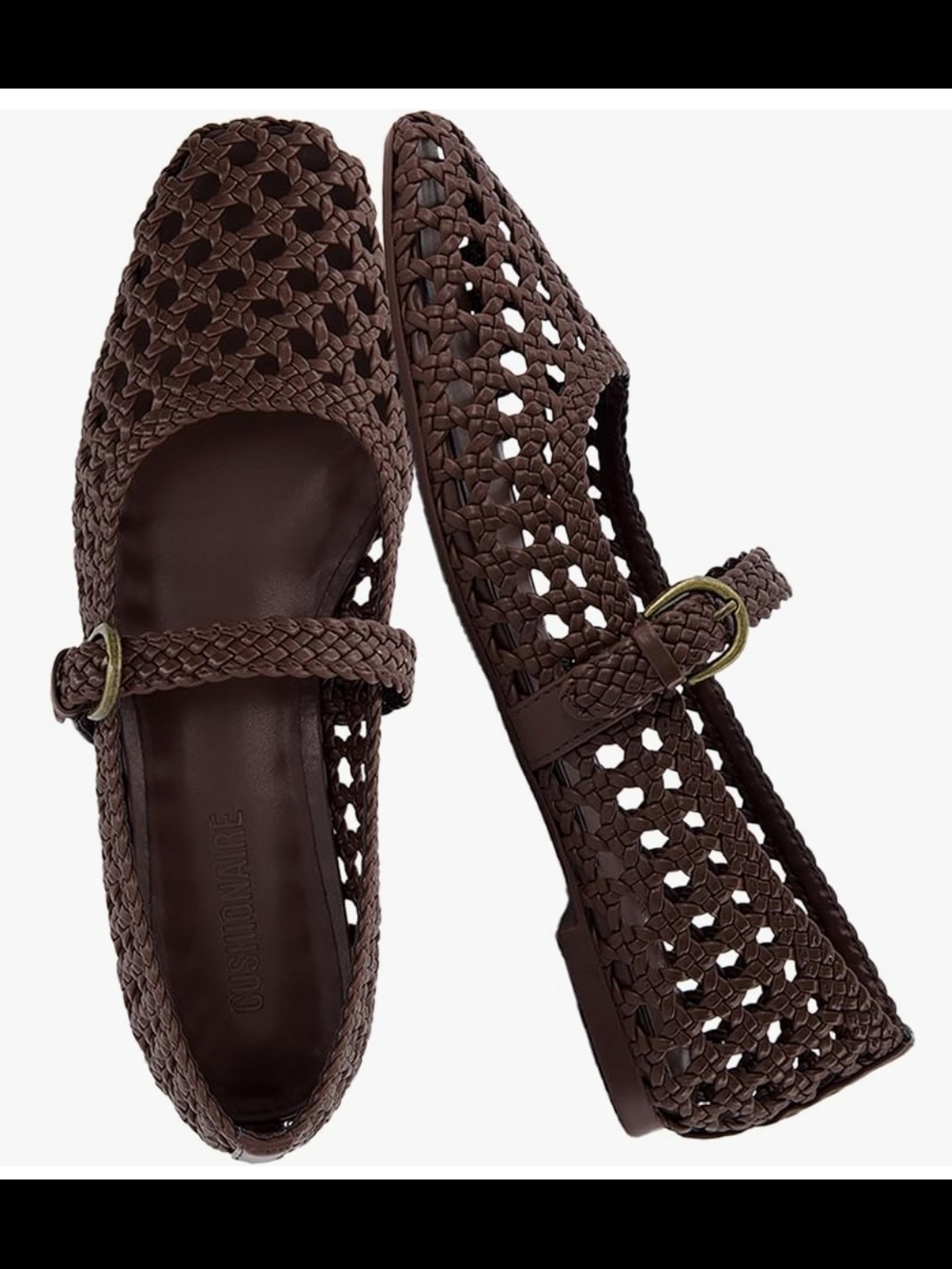 Cushionaire Woven Mary Jane Flats in Dark Brown